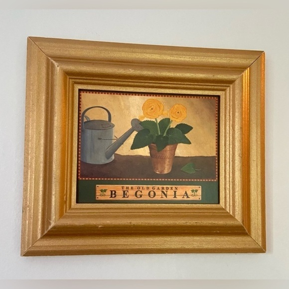 3 for 55$ Home Wall decor Set of 2 Gold‎ paint wood frames plants begonia 7“x 8” - Picture 4 of 11